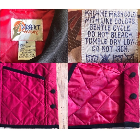 Vintage DESERT HEAT Quilted Jacket Christmas Embroidery Red Medium Women’s - Picture 3 of 16